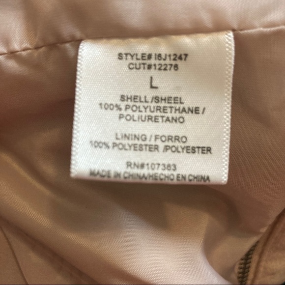 SOLEMIO Beige Vegan Suede Moto Jacket Size Large - Picture 16 of 16